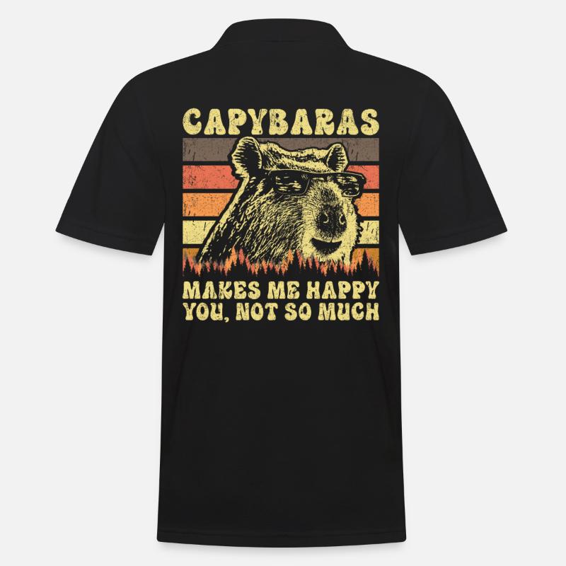 Capybara Retro Spruch - Männer Poloshirt - Schwarz