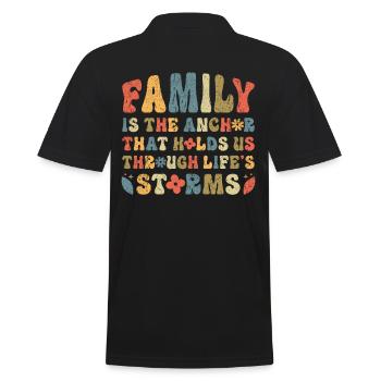 Family Retro Saying Love Inspiration - Men's Polo Shirt - black - Back - Kai (181cm)