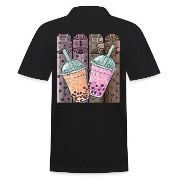 Boba Tea Design Bubbles Bubble Tea Retro Boba - Men's Polo Shirt - black - Back - Kai (181cm)