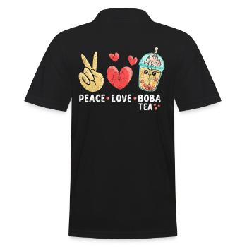 Peace Love Boba Tea - Men's Polo Shirt - black - Back - Kai (181cm)