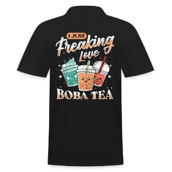 Boba Tea Design Bubbles Bubble Tea Kawaii Boba - Men's Polo Shirt - black - Back - Kai (181cm)
