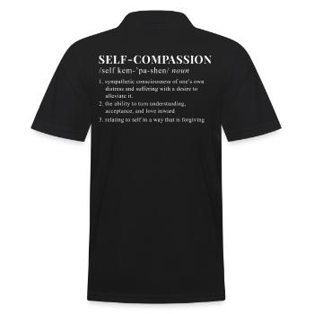Achtsamkeit Spruch Selbst Mitgefühl - Männer Poloshirt - Schwarz - Hinten - Kai (181cm)