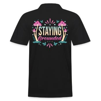 Mindfulness Saying Stay grounded - Men's Polo Shirt - black - Back - Kai (181cm)