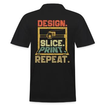 Impression 3D Imprimante 3D Retro Design Slice Print - Polo Homme - noir - Dos - Kai (181cm)