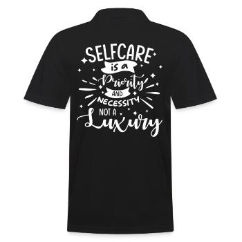Achtsamkeit Spruch Selbstliebe Selbstfürsorge - Männer Poloshirt - Schwarz - Hinten - Kai (181cm)