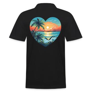 Beach Love - Men's Polo Shirt - black - Back - Kai (181cm)
