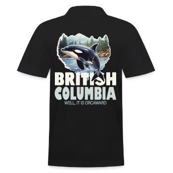 British Columbia Souvenir Orca - Männer Poloshirt - Schwarz - Hinten - Kai (181cm)