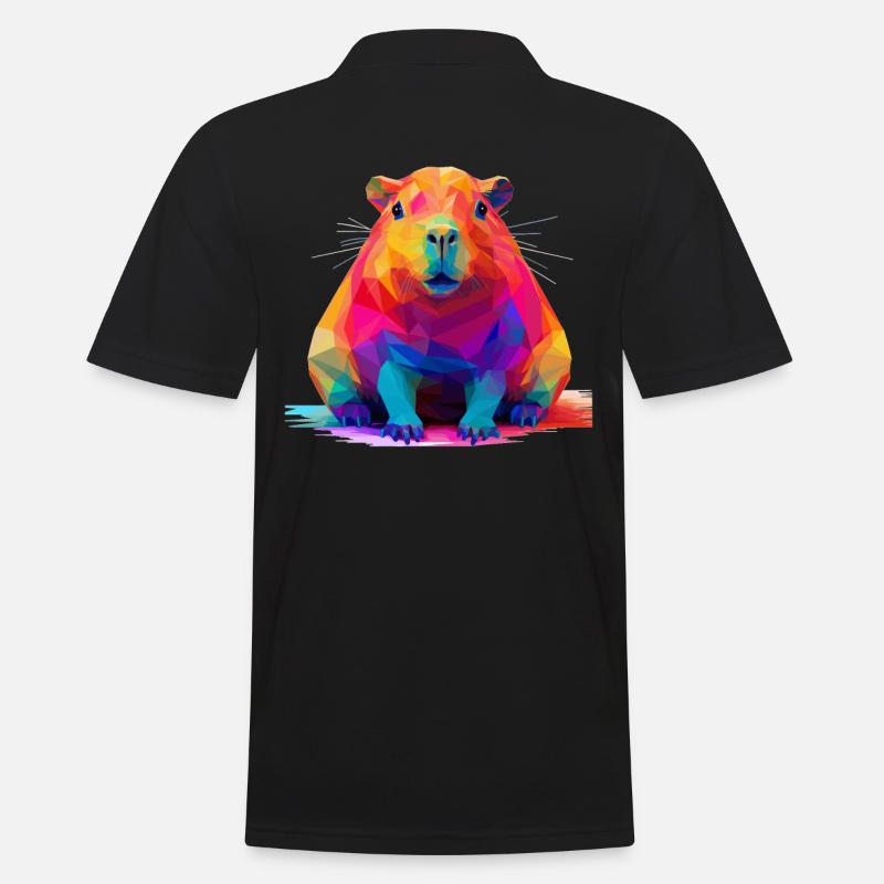 Capybara Low Polygon Design - Männer Poloshirt - Schwarz