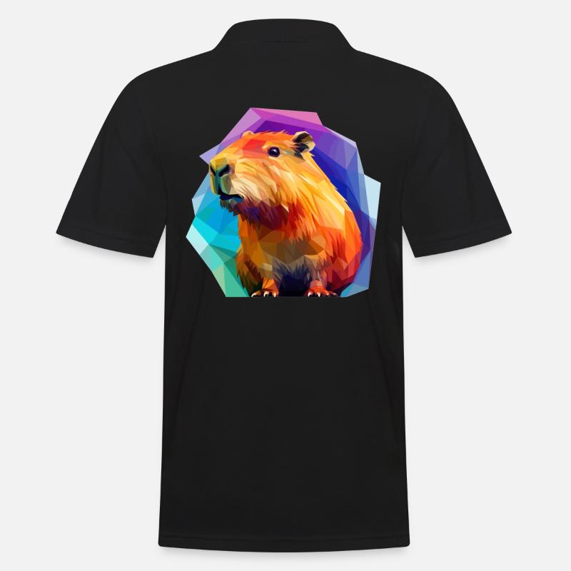 Capybara Low Polygon Design - Männer Poloshirt - Schwarz