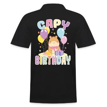 Capy Birthday Cute Capybara Birthday - Men's Polo Shirt - black - Back - Kai (181cm)