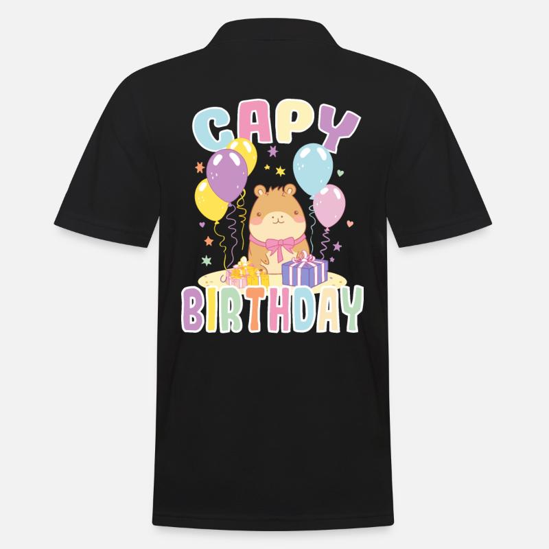 Capy Anniversaire Mignon Capybara Anniversaire - Polo Homme - noir
