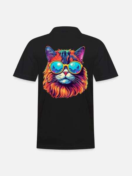 Cat Hippie 60s 70s - Men's Polo Shirt - black