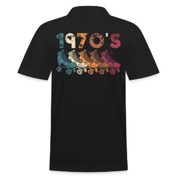 70s Rollerskate Rollerskating - Männer Poloshirt - Schwarz - Hinten - Kai (181cm)
