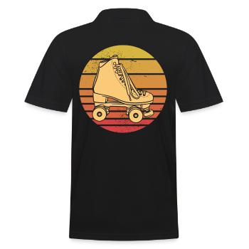 Rollschuhe Retro 70er 80er Rollerskating - Männer Poloshirt - Schwarz - Hinten - Kai (181cm)