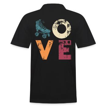 Retro Rollerskate Love - 70er Rollschuhlaufen - Männer Poloshirt - Schwarz - Hinten - Kai (181cm)