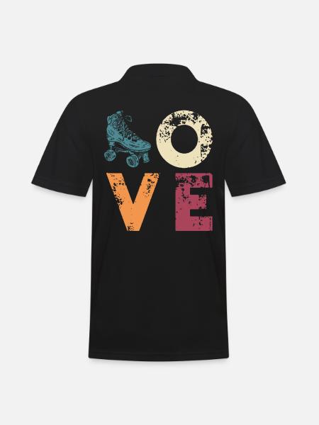 Retro Rollerskate Love - 70er Rollschuhlaufen - Männer Poloshirt - Schwarz