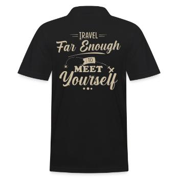 Travel Saying - Men's Polo Shirt - black - Back - Kai (181cm)