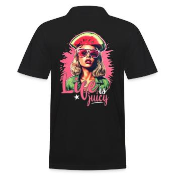 Wassermelone Sommer - Männer Poloshirt - Schwarz - Hinten - Kai (181cm)