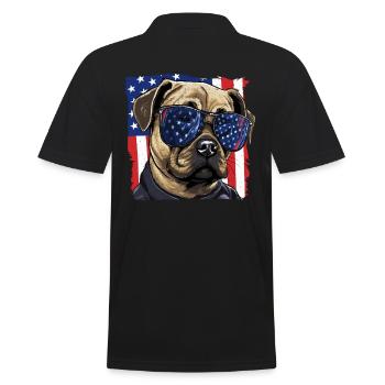 Pug Sunglasses Usa Flag - Men's Polo Shirt - black - Back - Kai (181cm)