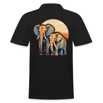 Maman éléphant et enfant - Polo Homme - noir - Dos - Kai (181cm)