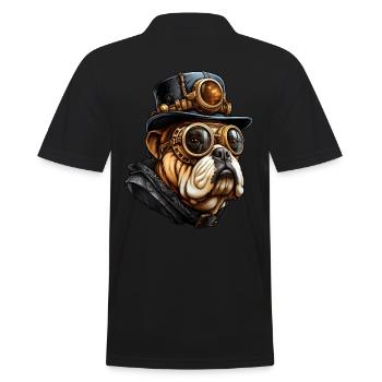 Steampunk Bulldog Dog - Men's Polo Shirt - black - Back - Kai (181cm)
