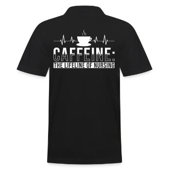 Krankenschwester Koffein ist die Lebensader - Männer Poloshirt - Schwarz - Hinten - Kai (181cm)