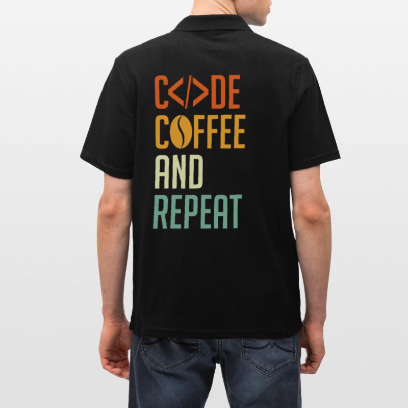 Coder Spruch Code Coffee and Repeat Männer Poloshirt