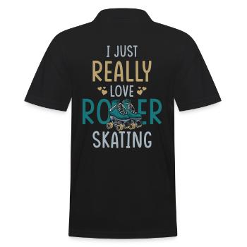 Rollschuhe Rollschuhlaufen Spruch - Männer Poloshirt - Schwarz - Hinten - Kai (181cm)