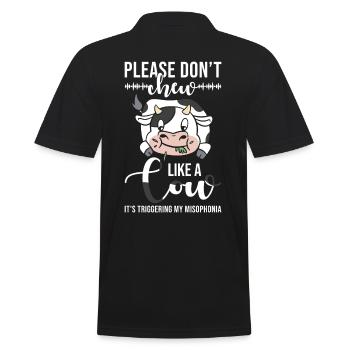 Misophonie Bitte kau nicht wie eine Kuh - Männer Poloshirt - Schwarz - Hinten - Kai (181cm)