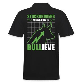Stockbroker Bullieve Financial pun - Men's Polo Shirt - black - Back - Kai (181cm)
