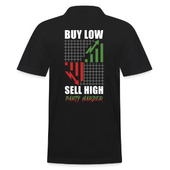 Global Stock Trading - Buy Low, High - Men's Polo Shirt - black - Back - Kai (181cm)