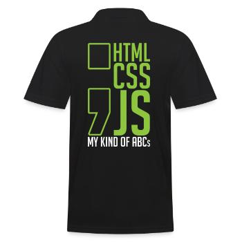 web developer gift html css js my kind of - Men's Polo Shirt - black - Back - Kai (181cm)
