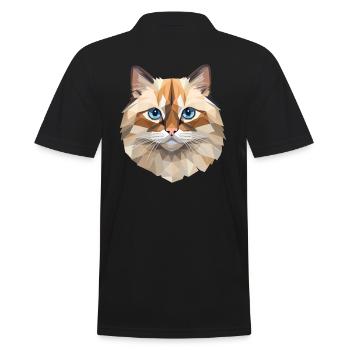 Birman Cat Polygon Design - Men's Polo Shirt - black - Back - Kai (181cm)