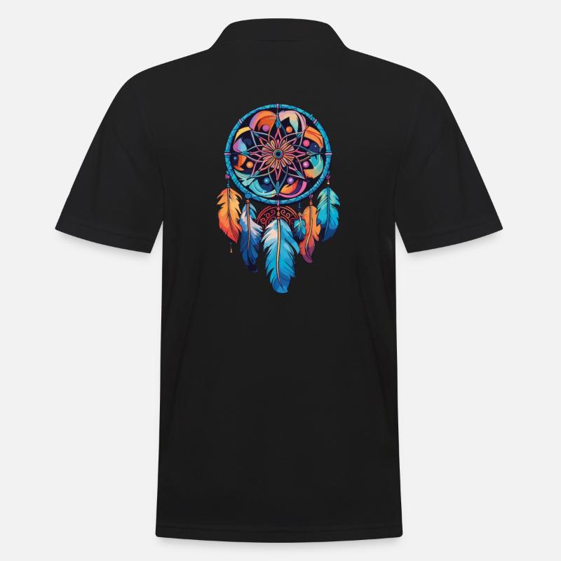 Traumfänger Federn Dream Catcher - Männer Poloshirt - Schwarz