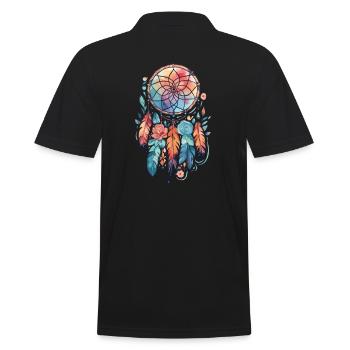 Dream Catcher Traumfänger Federn - Männer Poloshirt - Schwarz - Hinten - Kai (181cm)