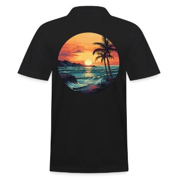 Tropical Island Sunset Palm Beach - Männer Poloshirt - Schwarz - Hinten - Kai (181cm)