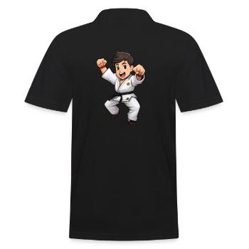 Karate - Männer Poloshirt - Schwarz - Hinten - Kai (181cm)