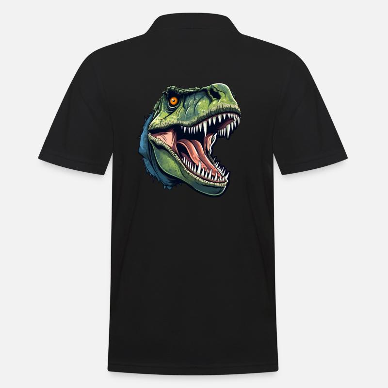T-Rex Dino Kopf - Männer Poloshirt - Schwarz