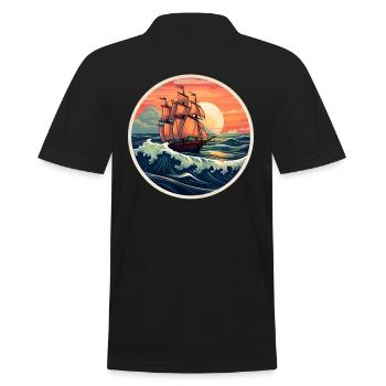 Segelschiff Seemann - Männer Poloshirt - Schwarz - Hinten - Kai (181cm)