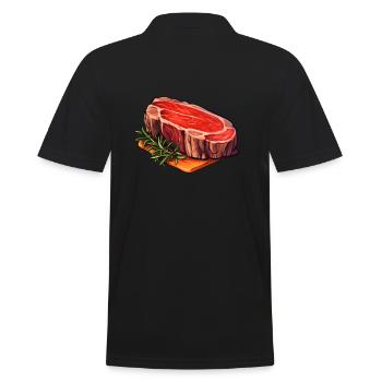 Steak Meat Food - Men's Polo Shirt - black - Back - Kai (181cm)