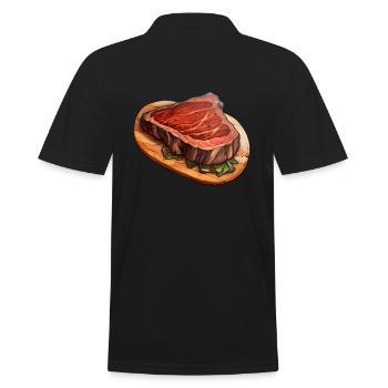 Steak Fleisch Essen - Männer Poloshirt - Schwarz - Hinten - Kai (181cm)