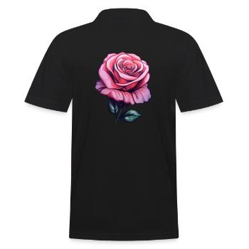 Rose Pastellfarbe Pink - Männer Poloshirt - Schwarz - Hinten - Kai (181cm)