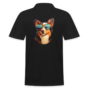 Hund Sonnenbrille - Männer Poloshirt - Schwarz - Hinten - Kai (181cm)