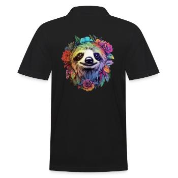Sloth Aesthetics Flower - Men's Polo Shirt - black - Back - Kai (181cm)