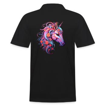Unicorn Aesthetic Design - Men's Polo Shirt - black - Back - Kai (181cm)