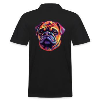 Mops Regenbogenfarben - Männer Poloshirt - Schwarz - Hinten - Kai (181cm)