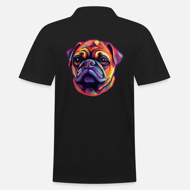 Mops Regenbogenfarben - Männer Poloshirt - Schwarz