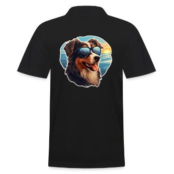 Hund mit Sonnenbrille - Männer Poloshirt - Schwarz - Hinten - Kai (181cm)