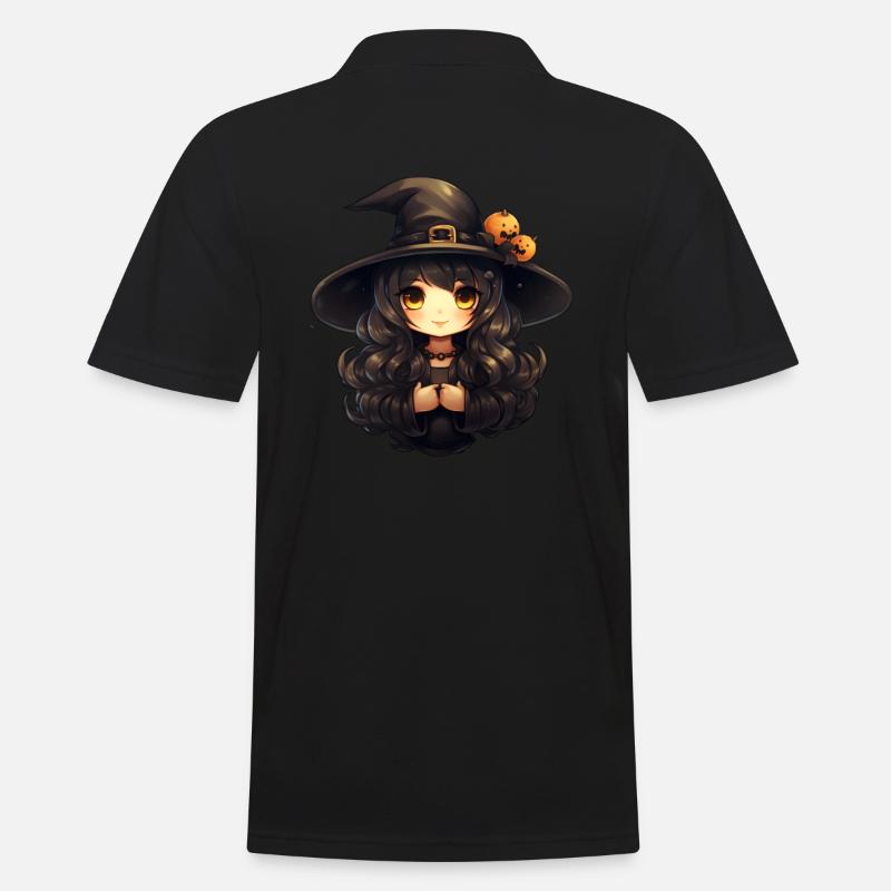 Kawaii Hexe Halloween - Männer Poloshirt - Schwarz
