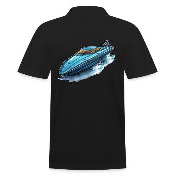 Motorboot Schnellboot - Männer Poloshirt - Schwarz - Hinten - Kai (181cm)